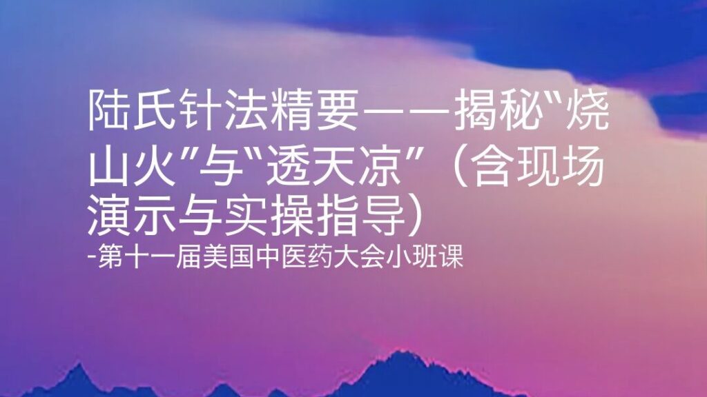 陆氏针法精要——揭秘“烧山火”与“透天凉”(含现场演示与实操指导)