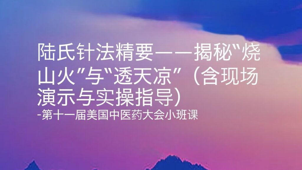 陆氏针法精要——揭秘“烧山火”与“透天凉”（含现场演示与实操指导）